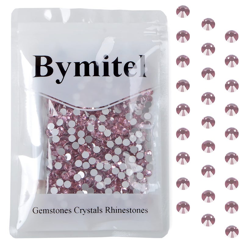 Bymitel 1440PCS Art Nail Rhinestones non Hotfix Glue Fix Round Crystals Glass Flatback for DIY Jewelry Making with one Picking Pen (ss20 1440pcs  Lt. Rose) - Image 4